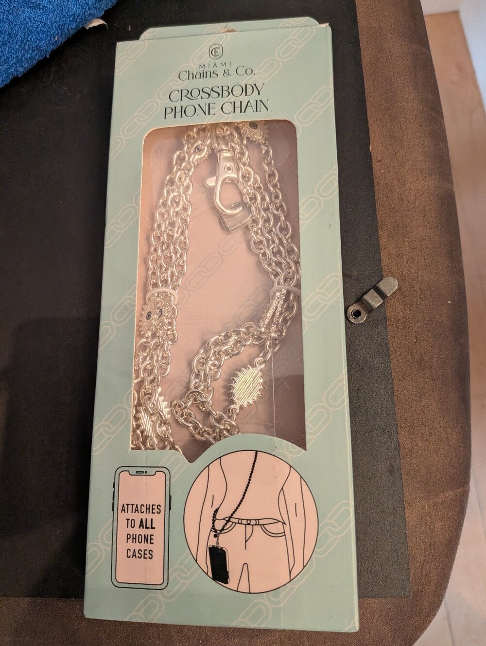Silver Crossbody Phone Chain Miami Chains Attaches To All Phone Cases